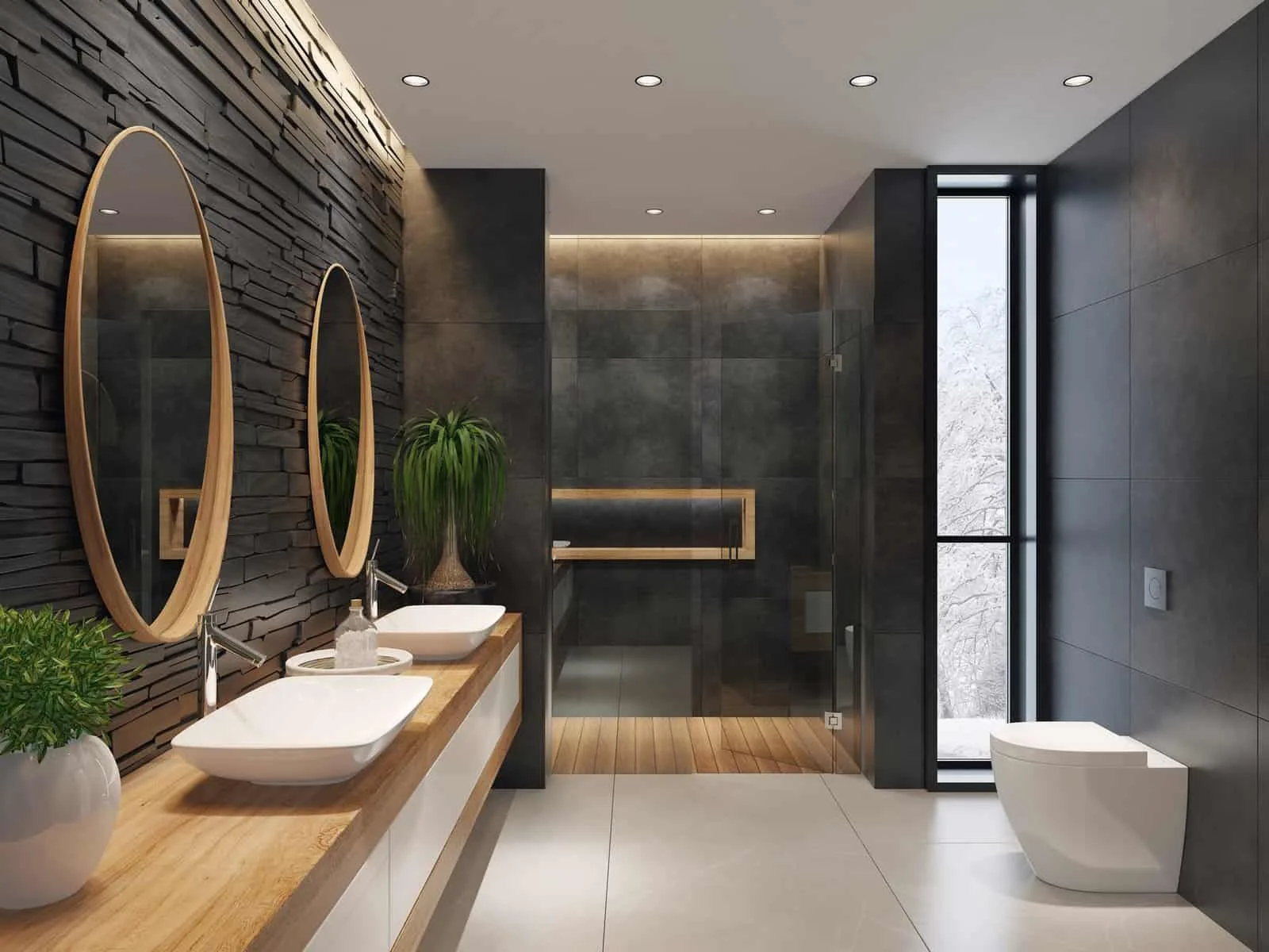 Elegance of slate black stone wall and cabinets for your home design. Transform your space with this stunning combination