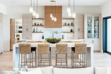 Explore the versatility of a floating shelf kitchen to enhance your cooking space with style and functionality