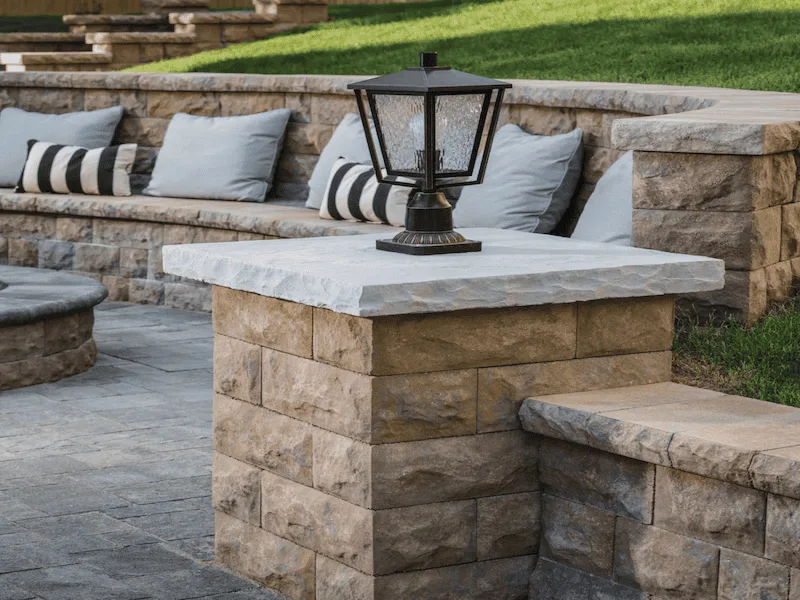 Limestone custom chisel edge column cap